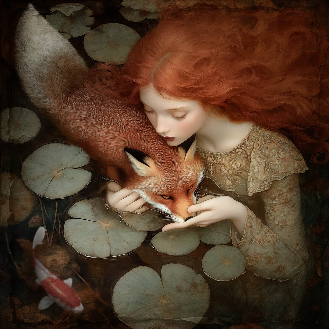 Photorealistic portrait of a man with pale skin and round glasses, gazing upwards against a bright blue background.