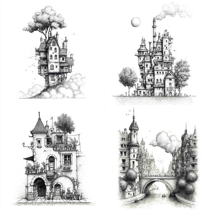 Ink Fantasy Architecture