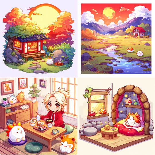 Chibi Cozy Room Illustrations