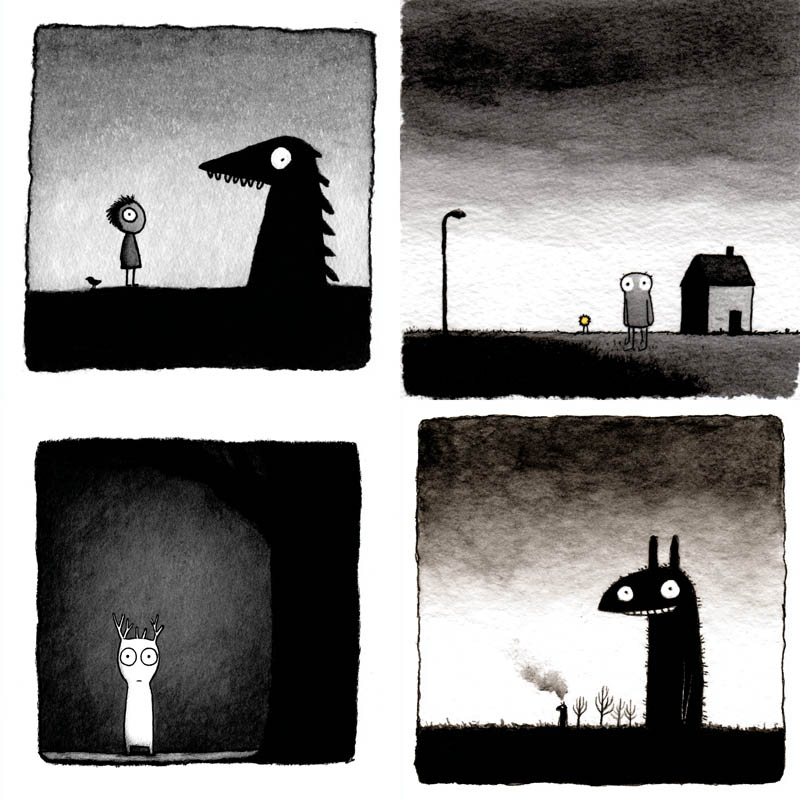 Minimalist Monochrome Character Sketches