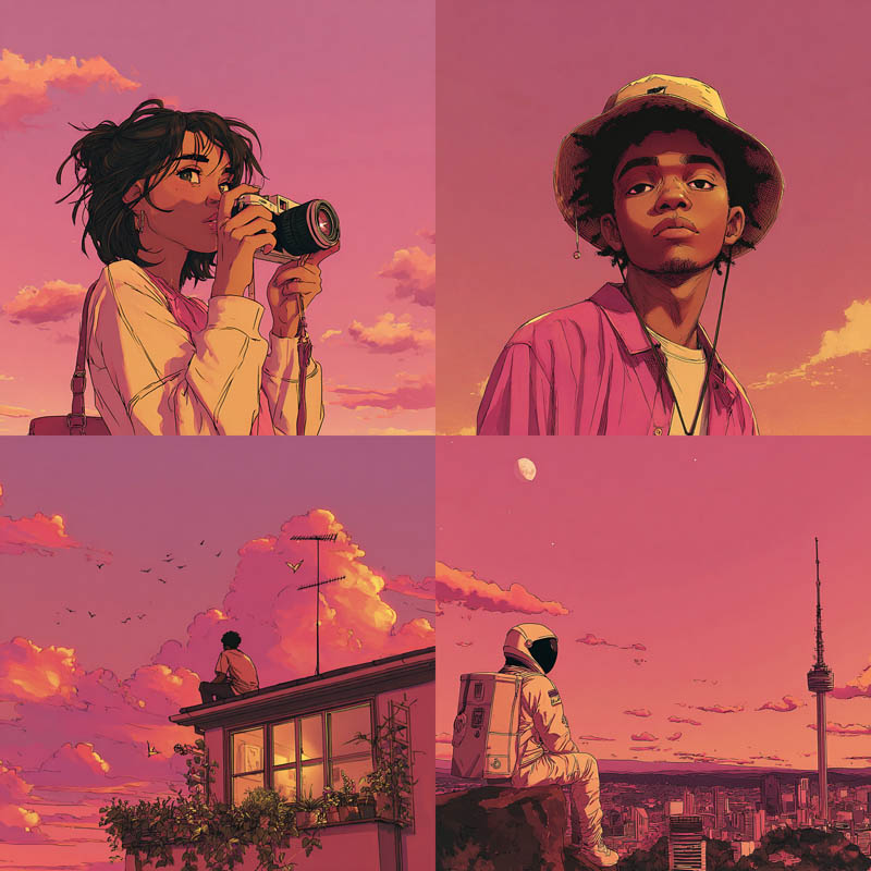 Pink Dusk Anime Vignettes