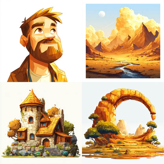 Warm Flat-Shaded Vector Art