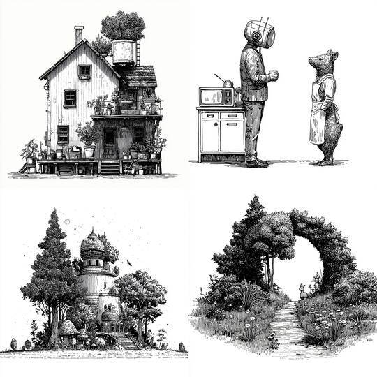 Retro Woodland Etching