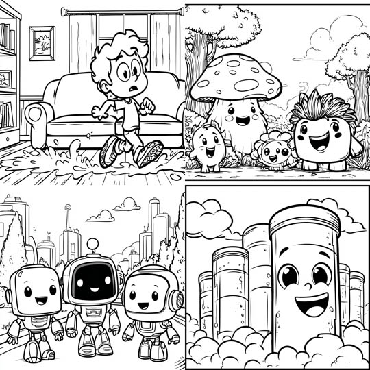 Cute Coloring Book Lineart