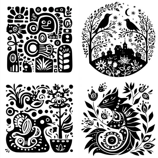 Folk Silhouette Pattern