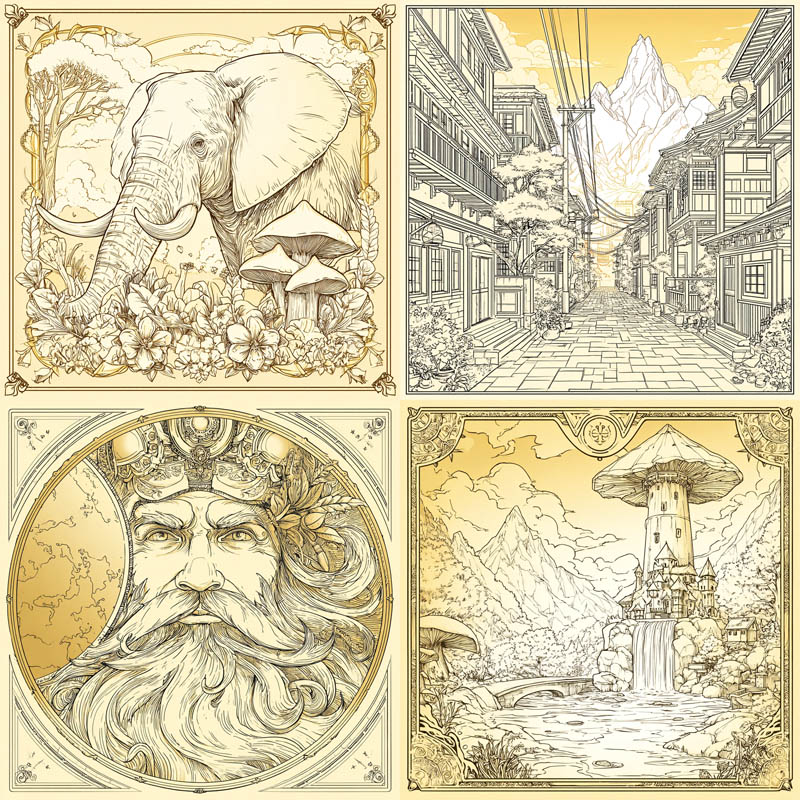 Ornate Antique Line Art