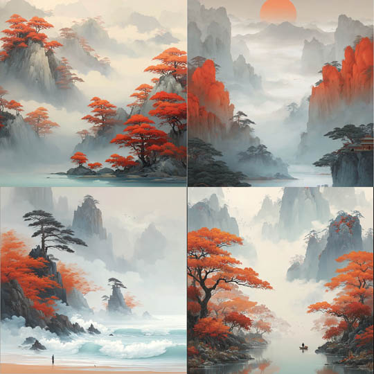 Modern Ink Wash Landscape