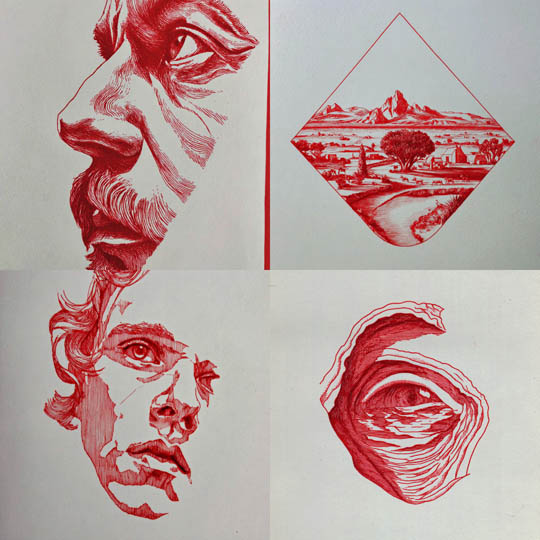 Red Ink Etching Study