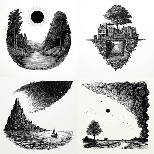 Surreal Pen-and-Ink Etchings