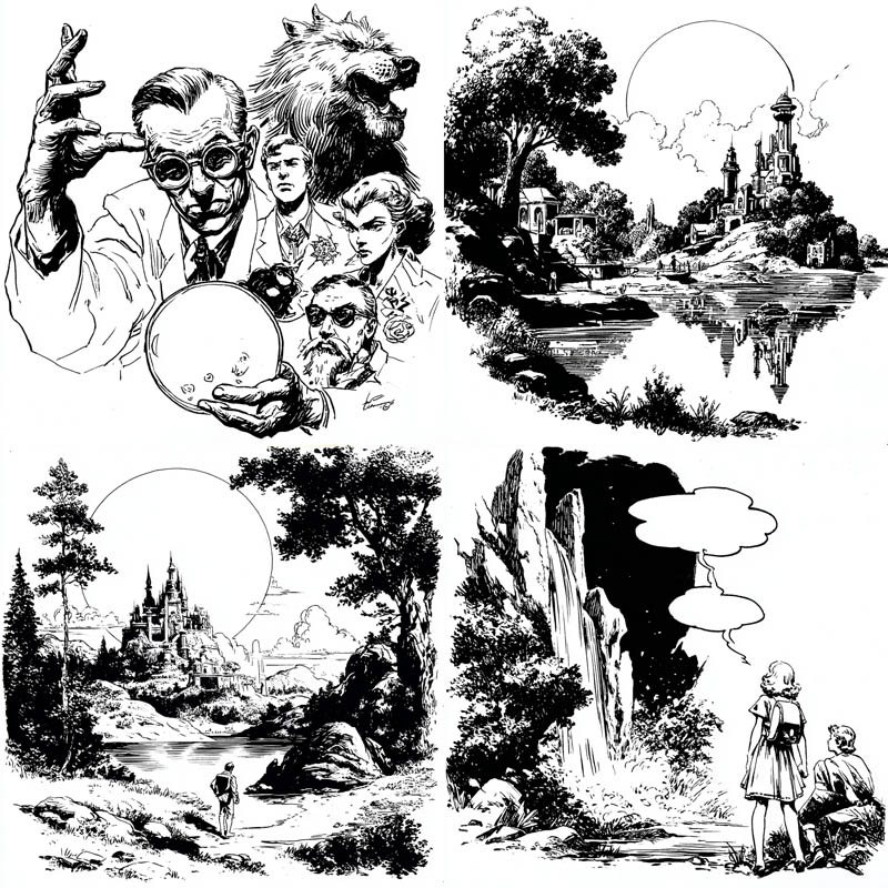 Vintage Engraved Landscapes