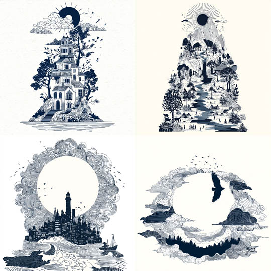 Intricate Ink Landscapes