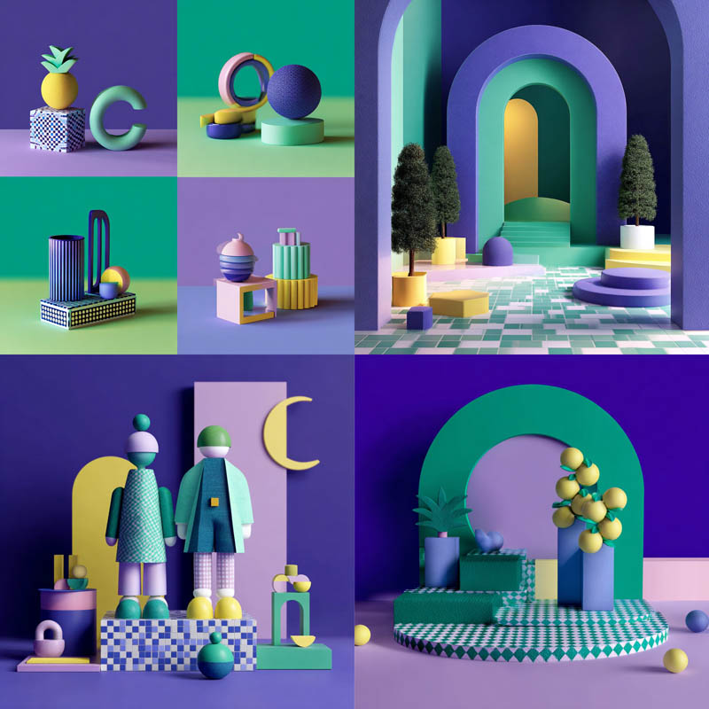 Pastel 3D Geometric Abstraction