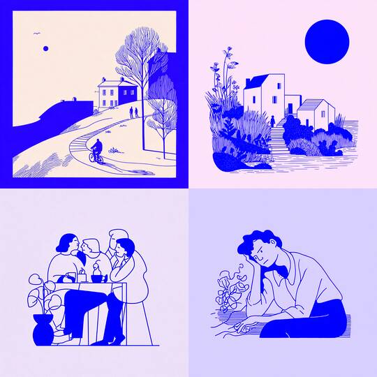 Minimal Blue Line Illustrations