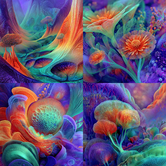 Psychedelic Bio-Organic 3D Art