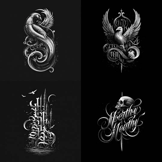 Gothic Script Illustrations