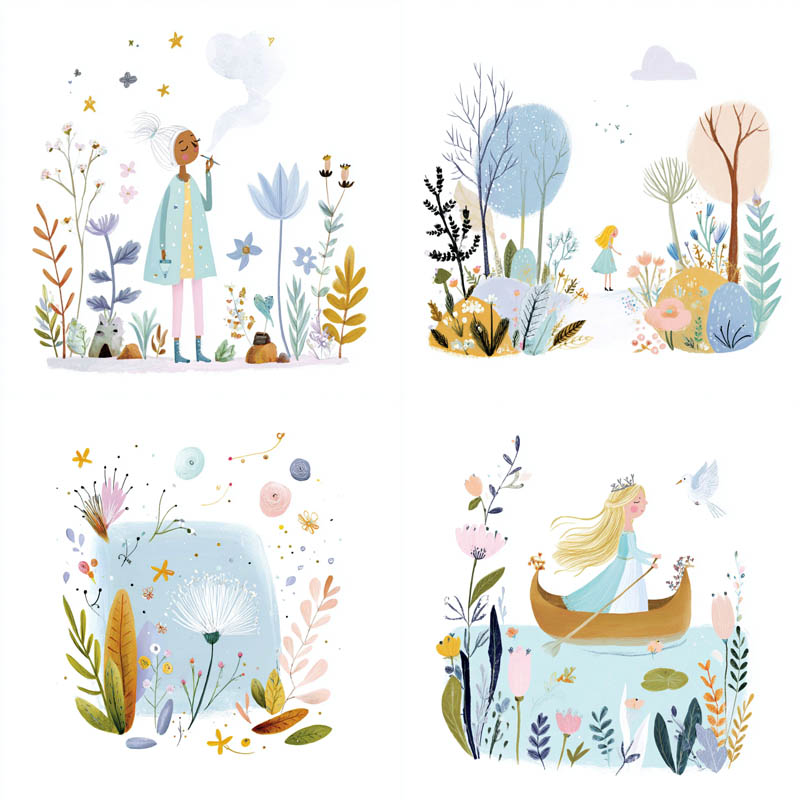 Delicate Botanical Watercolor Illustrations