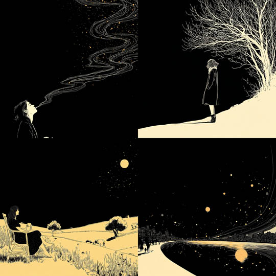 Minimal Line Noir Illustrations