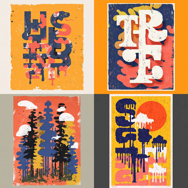 Retro Stencil Drip Graphics