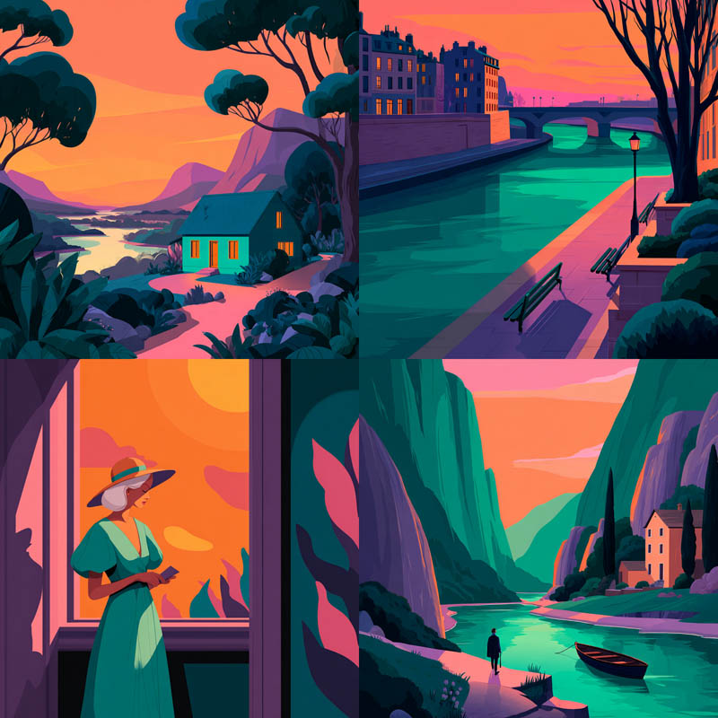 Sunset Panorama Flat Landscapes