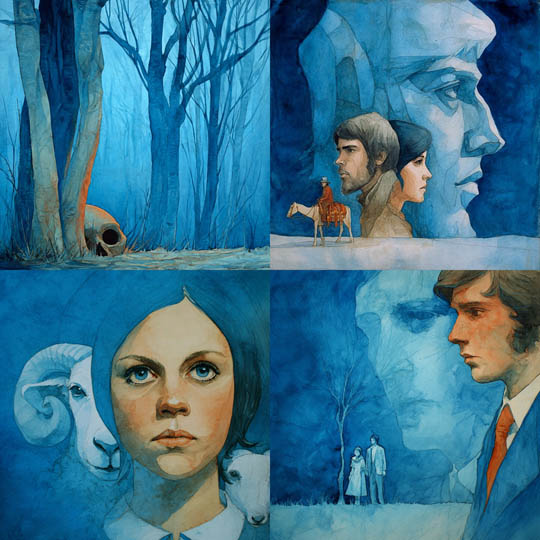 Melancholic Blue Portrait Surrealism