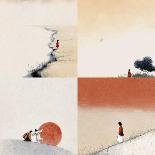 Minimalist Ink Wash Landscapes