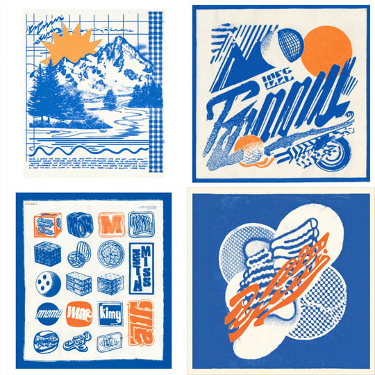 Retro Blue-Orange Screenprint