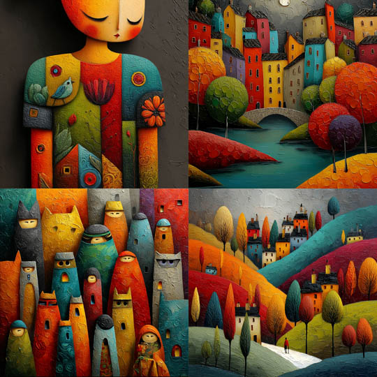 Textured Naive Folk Art