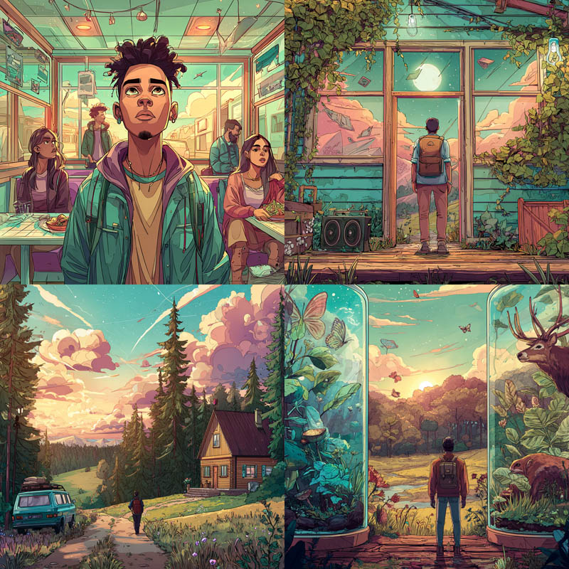 Pastel Graphic Novel Landscapes