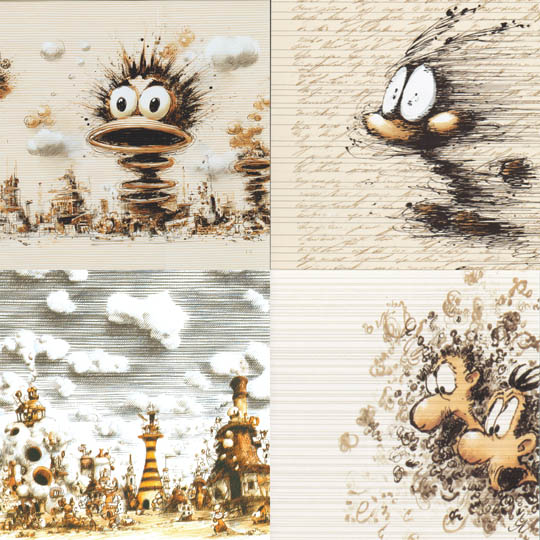 Sepia Ink Cartoon Whimsy