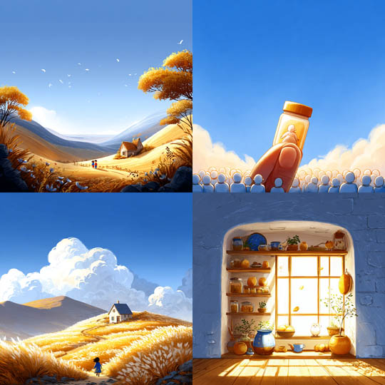 Golden Pastoral Illustration