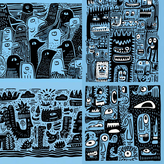 Playful Doodle Characters