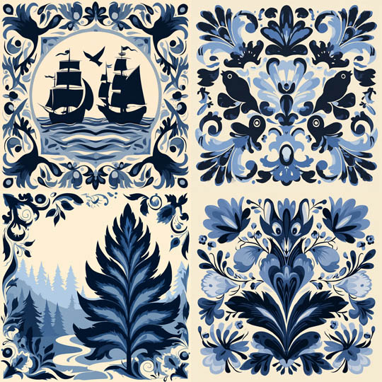 Delft Blue Folk Pattern