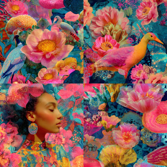 Neon Florals Collage