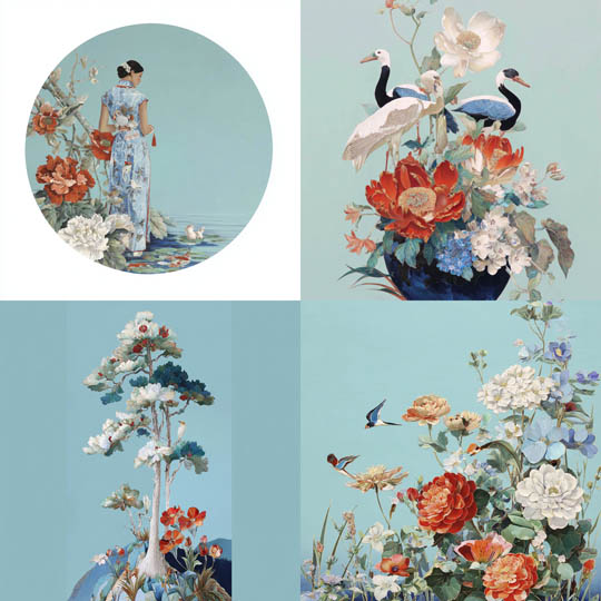 Pastel Chinoiserie Blooms