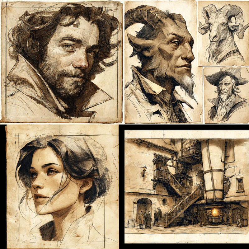 Sepia Character Sketches