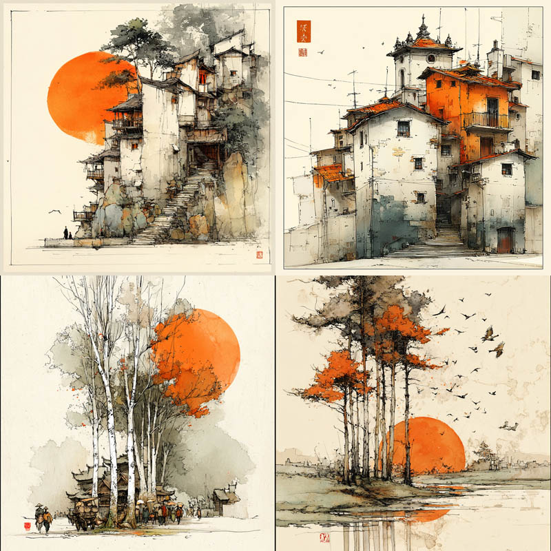 Ink Sunscape Sketches