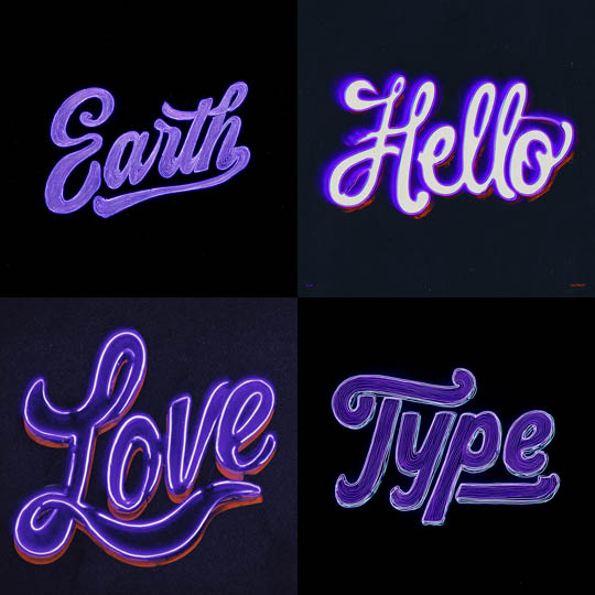 Neon Script Typography
