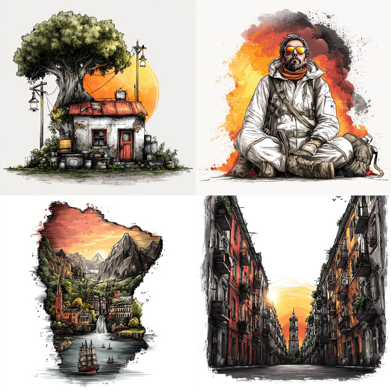 Monoline Sunlit Scenes