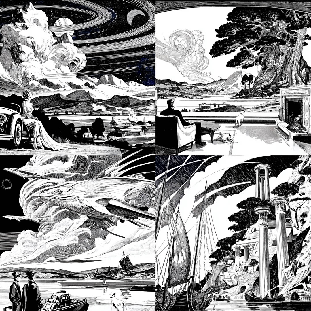 Retro Sci-Fi Engraving