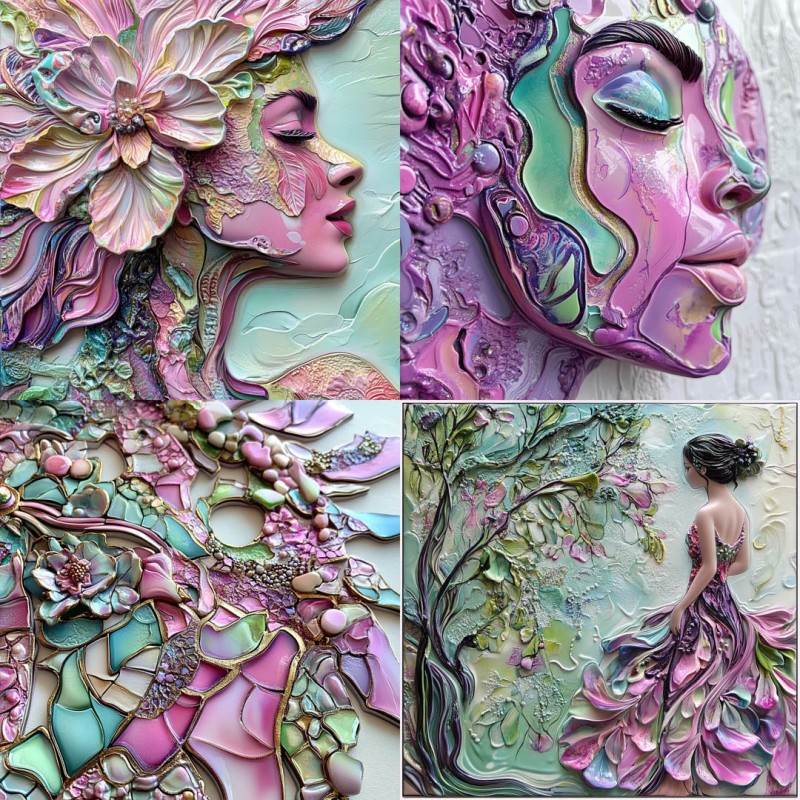 Sculptural Pastel Relief