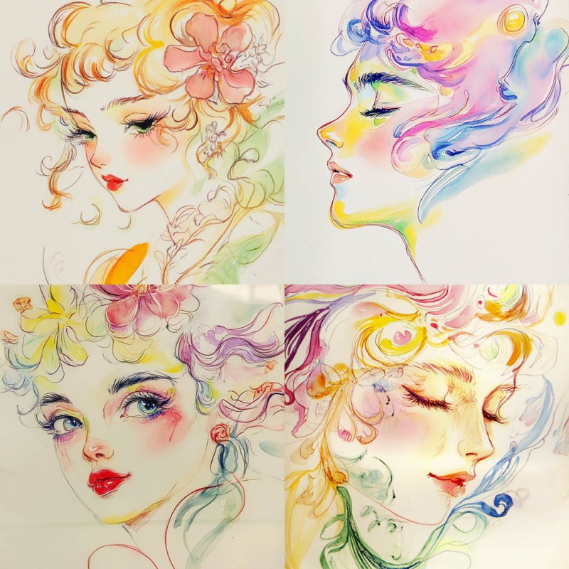 Loose Colorful Vintage Watercolor